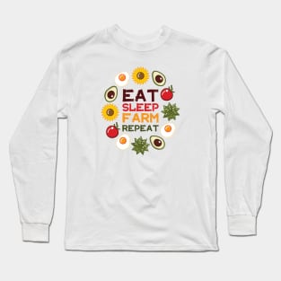 Eat Sleep Farm Repeat | White Long Sleeve T-Shirt